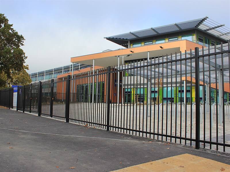 Black fence around a school