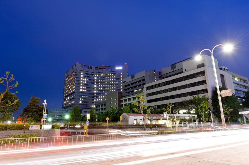 Healthcare centre at night