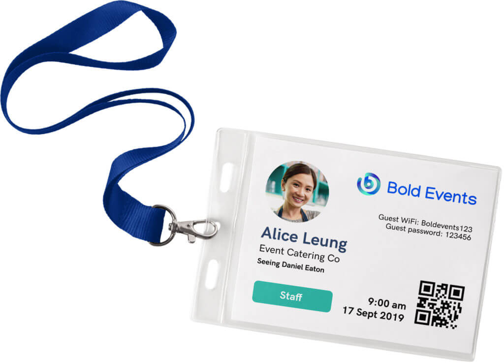 printed badge in lanyard