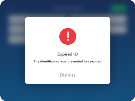 Sine’s ID Check solution will automatically check and reject expired licenses