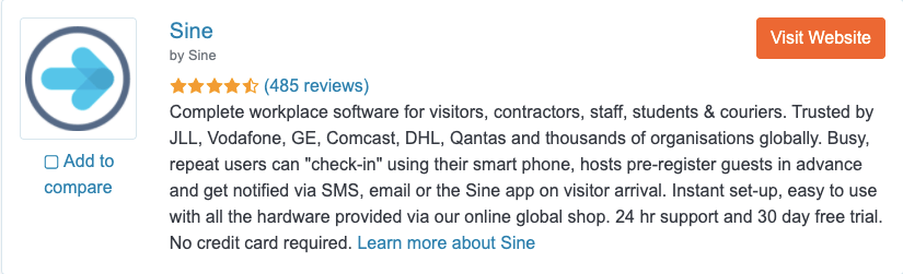 Sine's profile on Capterra