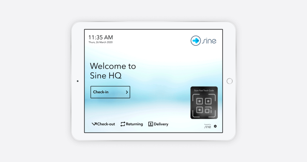 contactless check in using ipad and sine software