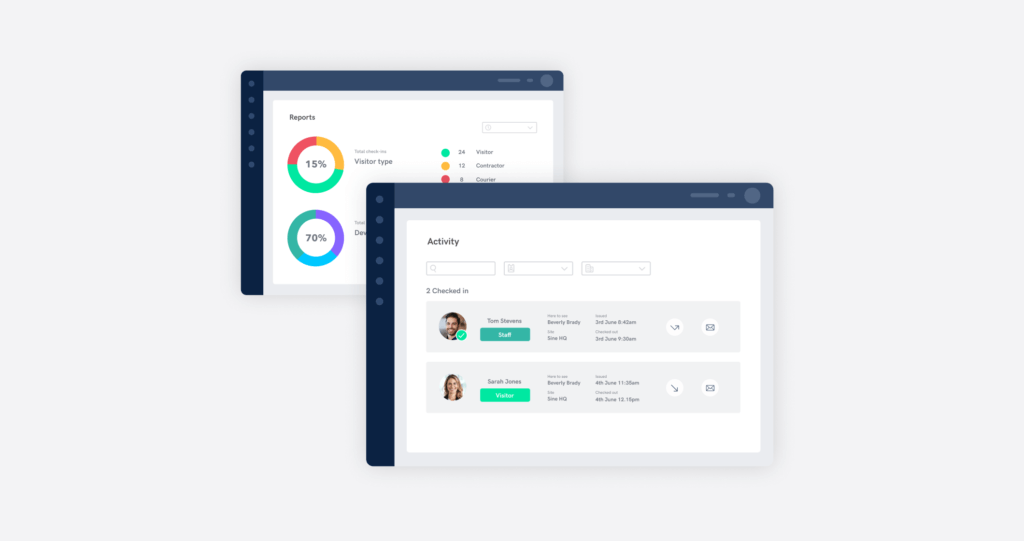 the sine web dashboard report for contact tracing