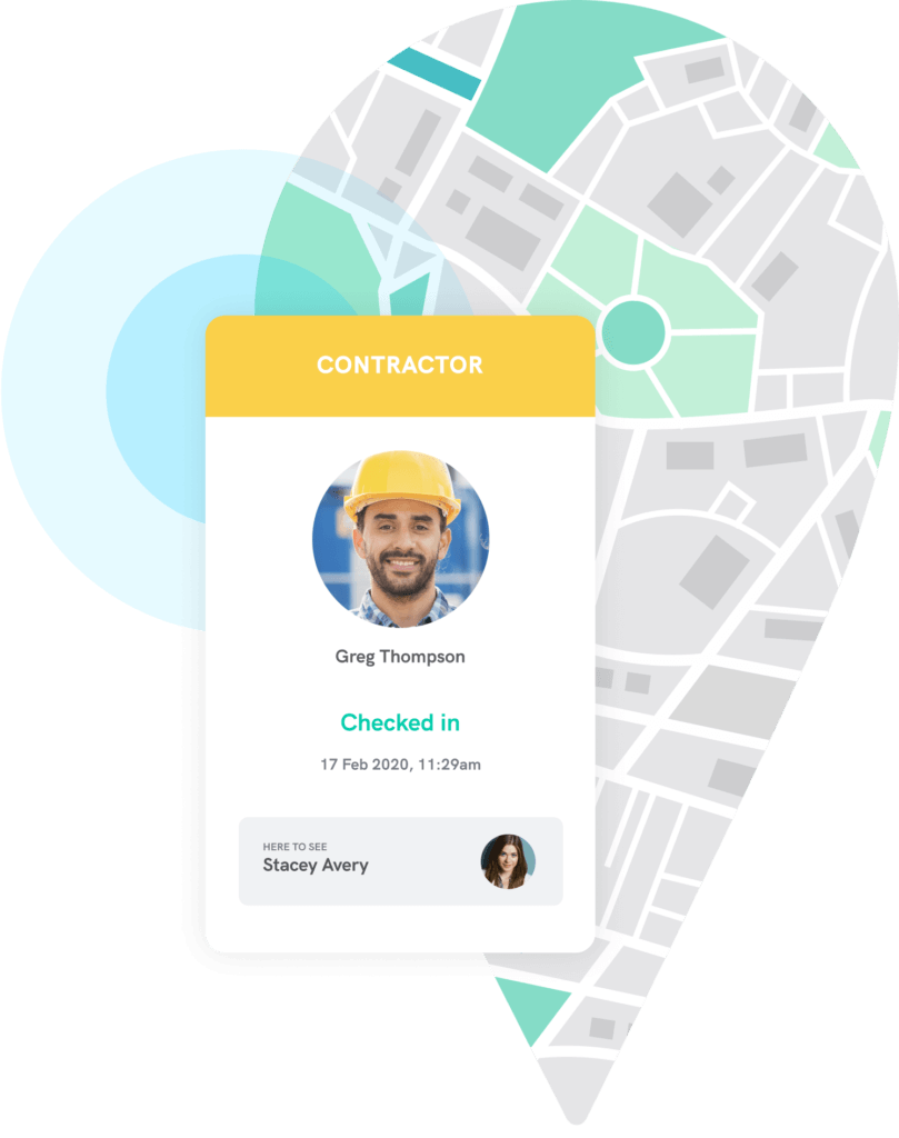 contractor check in to site with geofence on sine pro mobile app