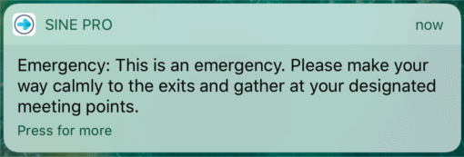 Sine Pro emergency notification