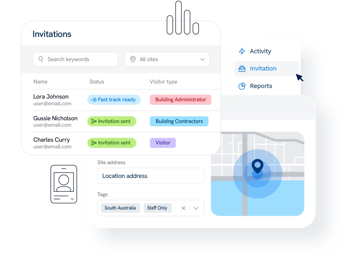 Sine visitor management dashboard